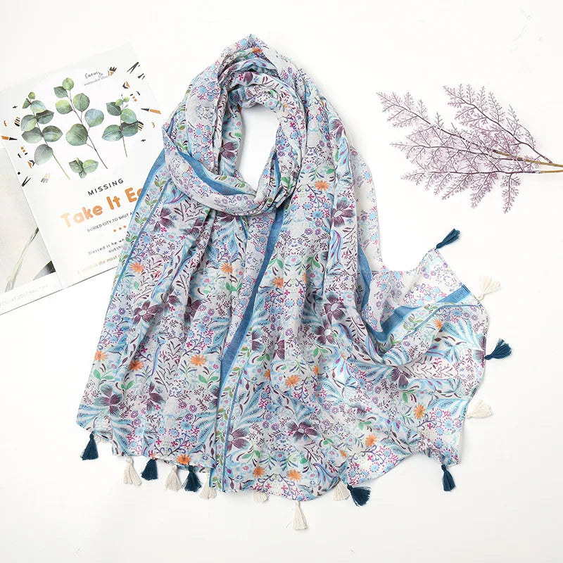 Aztec Floral Tassel Shawl Wrap