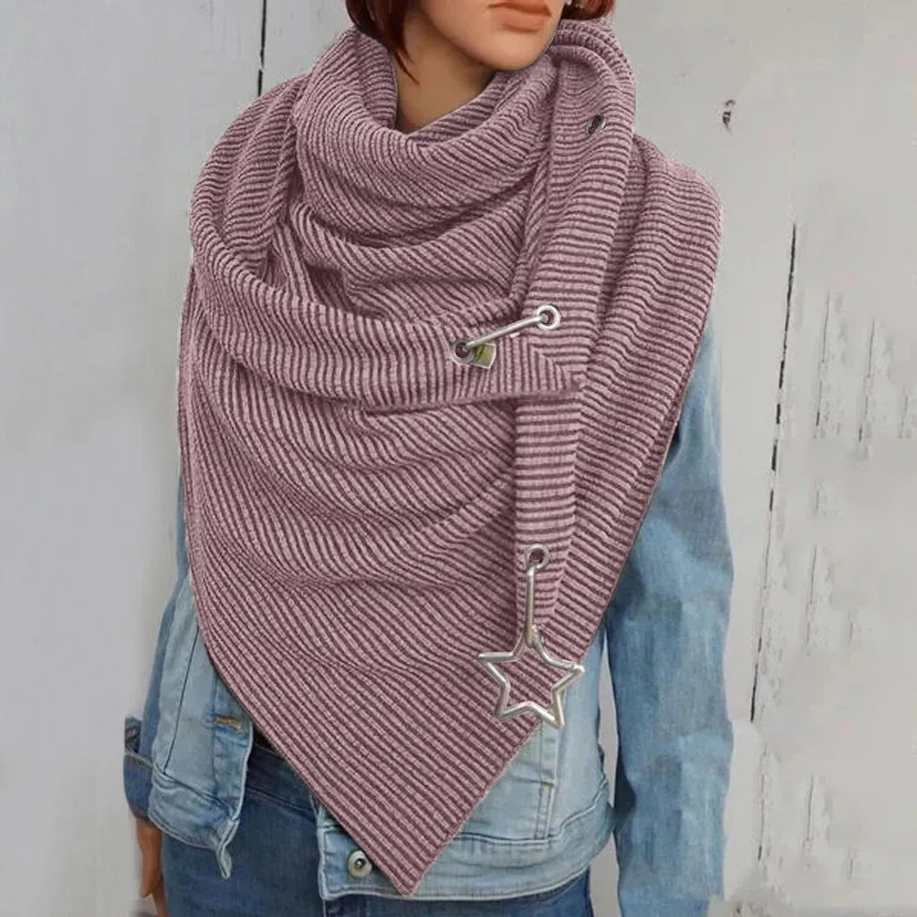Women's Star Print Button Wrap Scarf