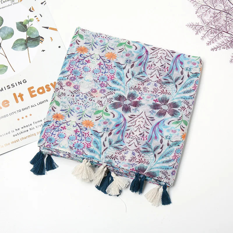 Aztec Floral Tassel Shawl Wrap