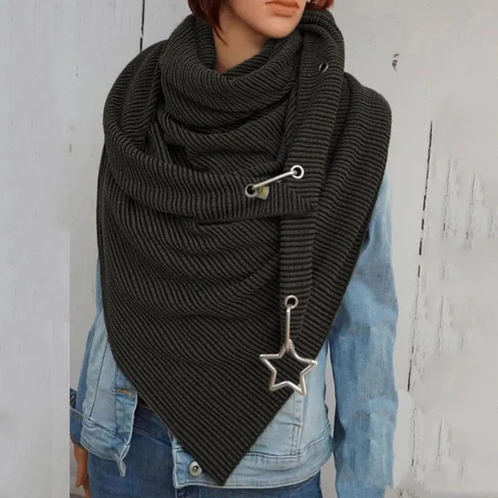 Women's Star Print Button Wrap Scarf