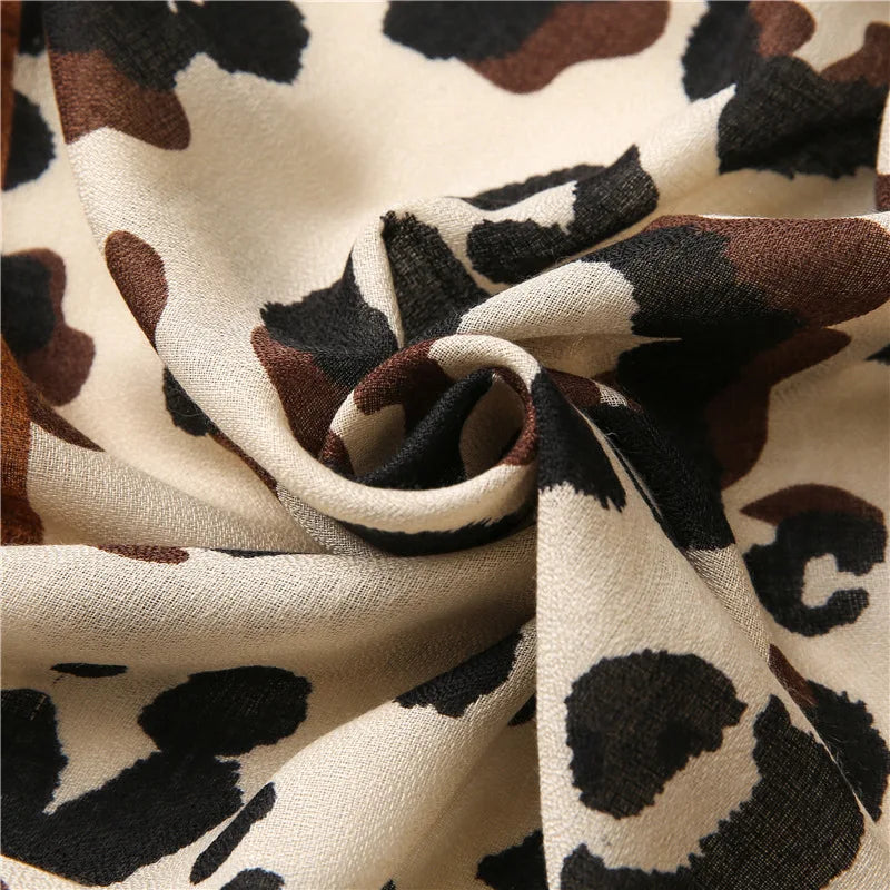 Leopard Patchwork Fringe Shawl Wrap