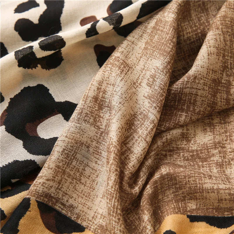Leopard Patchwork Fringe Shawl Wrap