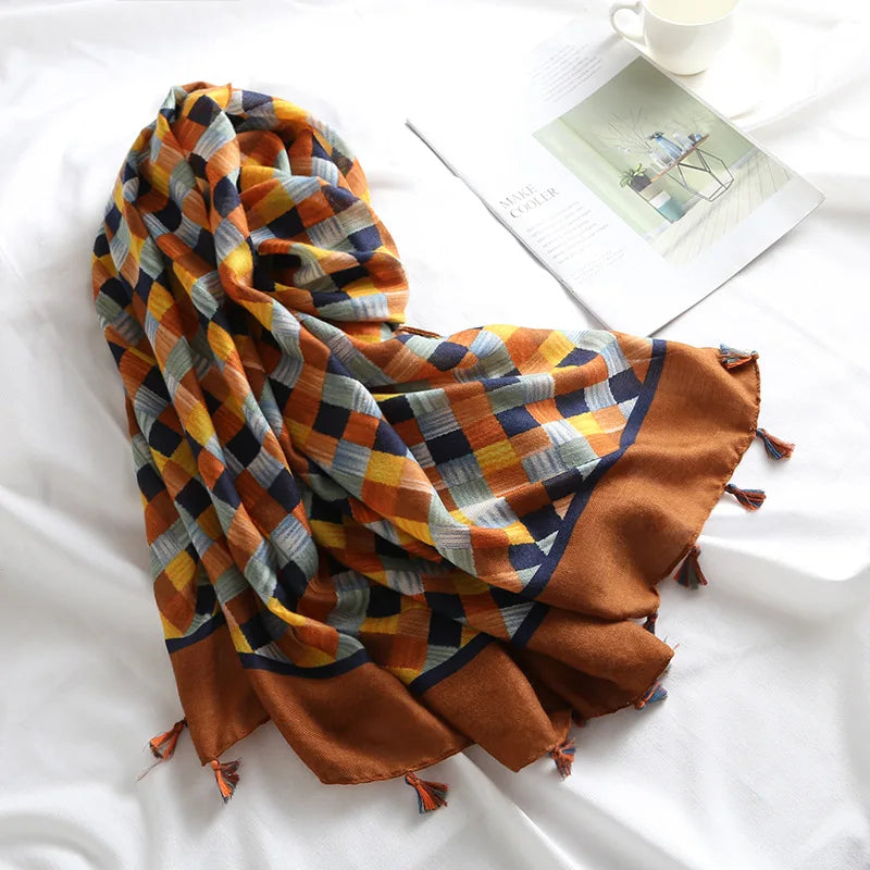 Leopard Patchwork Fringe Shawl Wrap
