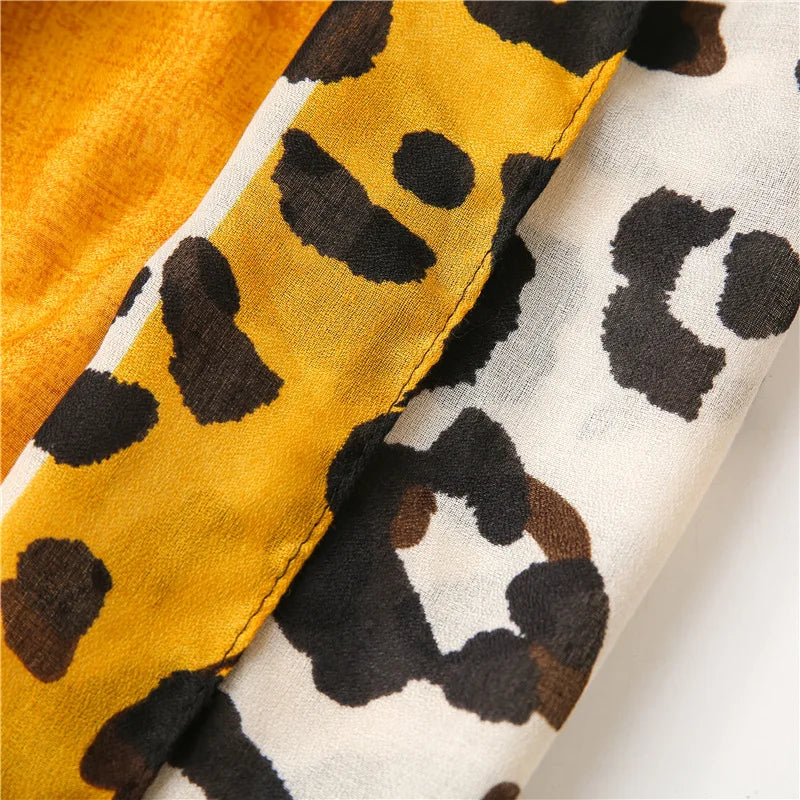 Leopard Patchwork Fringe Shawl Wrap