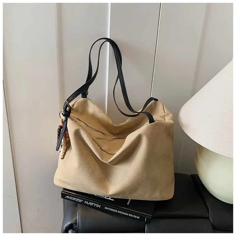 Women's Solid-Color Canvas Tote Bag