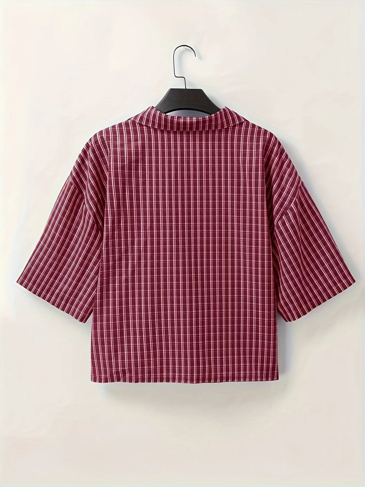 Men's Retro Red Checkered Button-Up Shirt