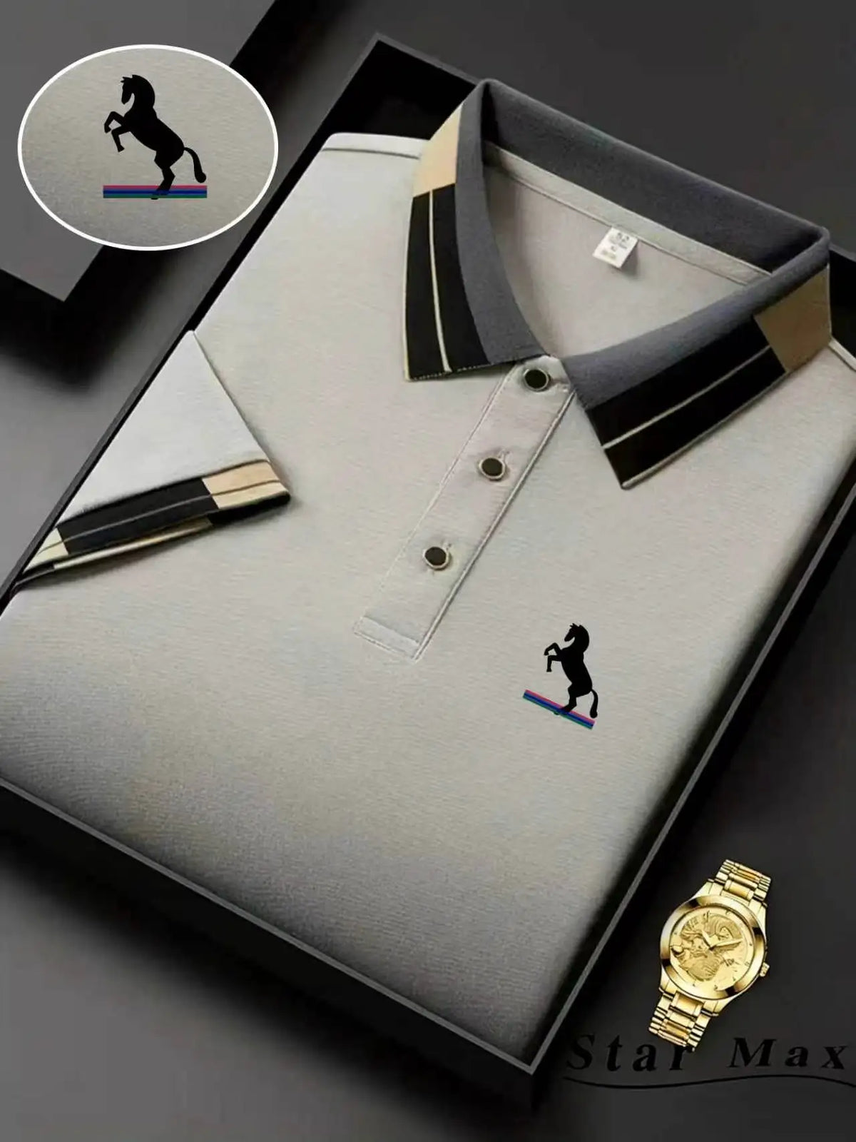 Men's Horse Embroidery Polo Shirt