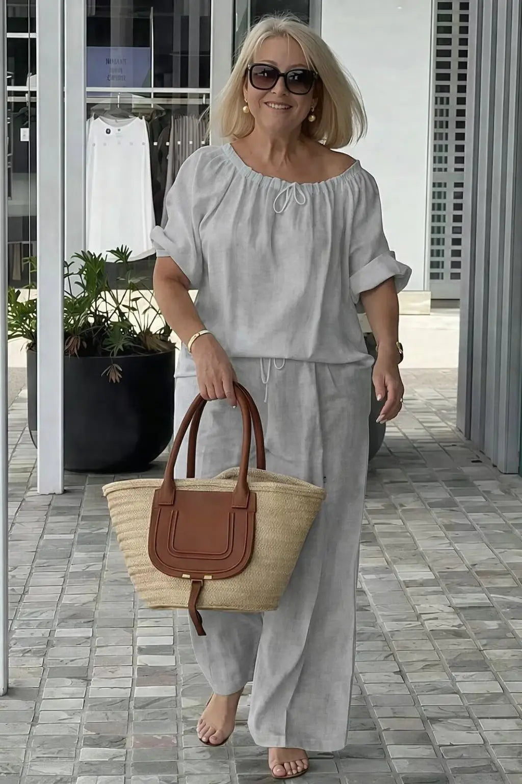 Women's Loose Drawstring Two-Piece Set