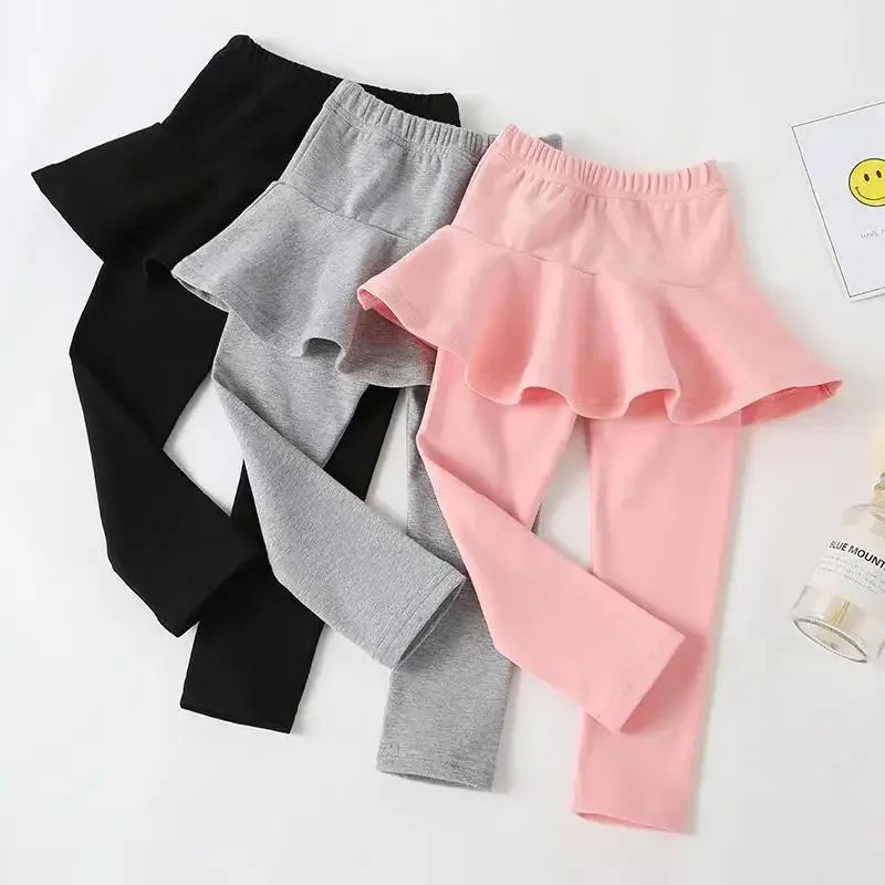 Girls Leggings with Skirt Overlay