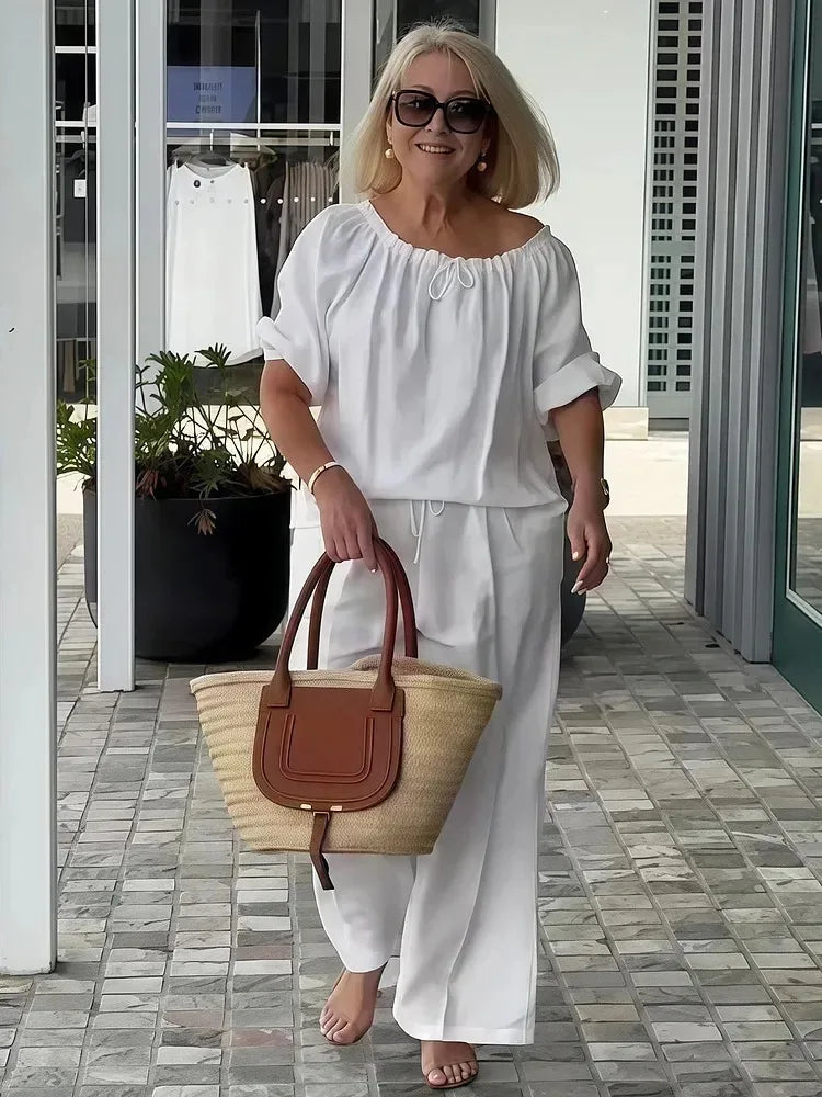 Women's Loose Drawstring Two-Piece Set