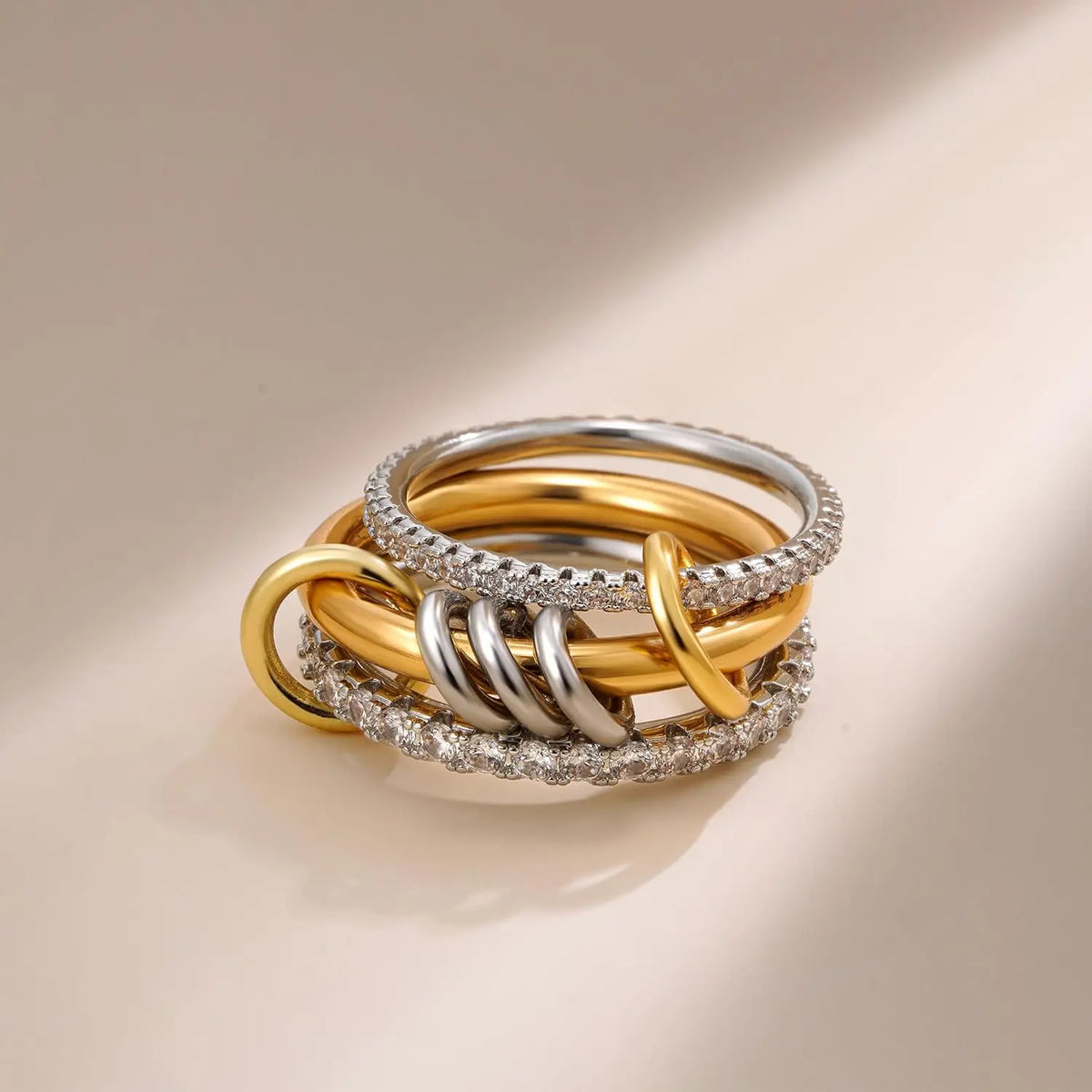 Women's 18K Gold-Plated Stackable CZ Ring Set