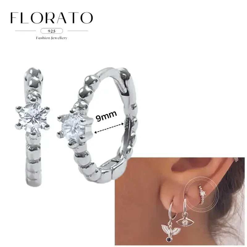 Sterling Silver Butterfly Pendant Hoop Earrings