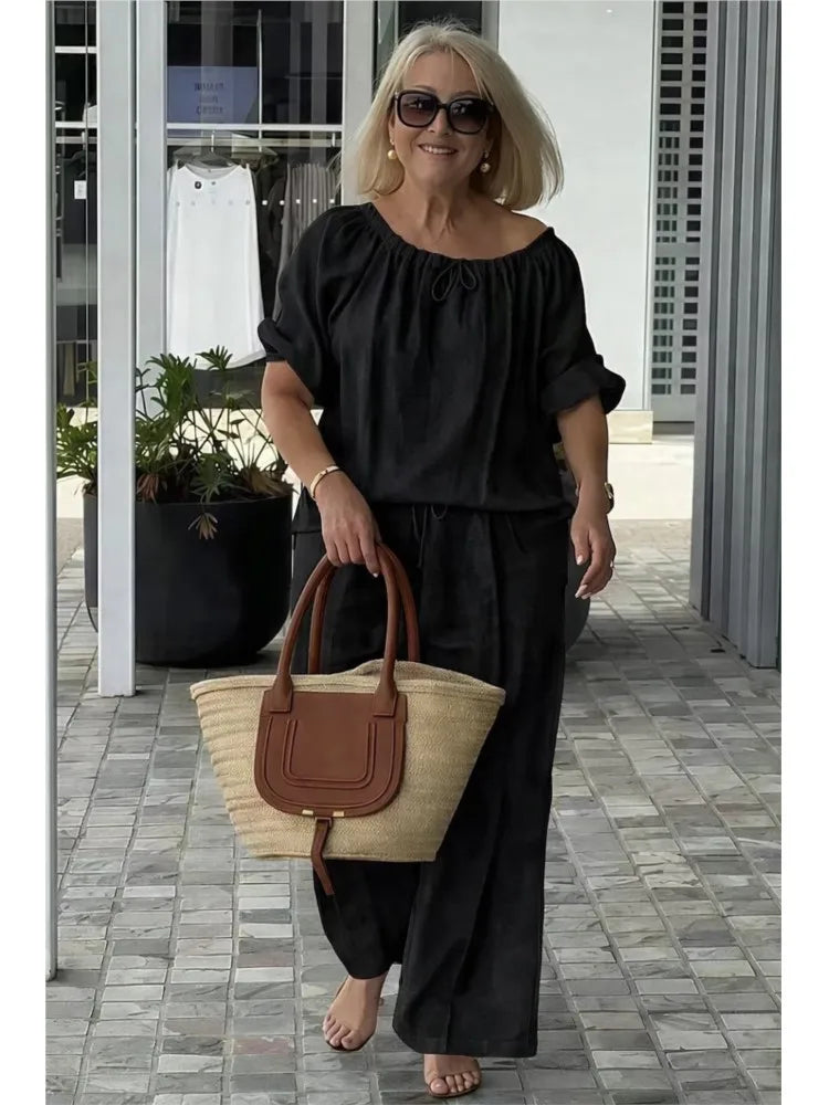 Women's Loose Drawstring Two-Piece Set