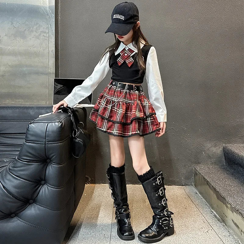 Girls' JK Uniform Shirt & Skirt Set