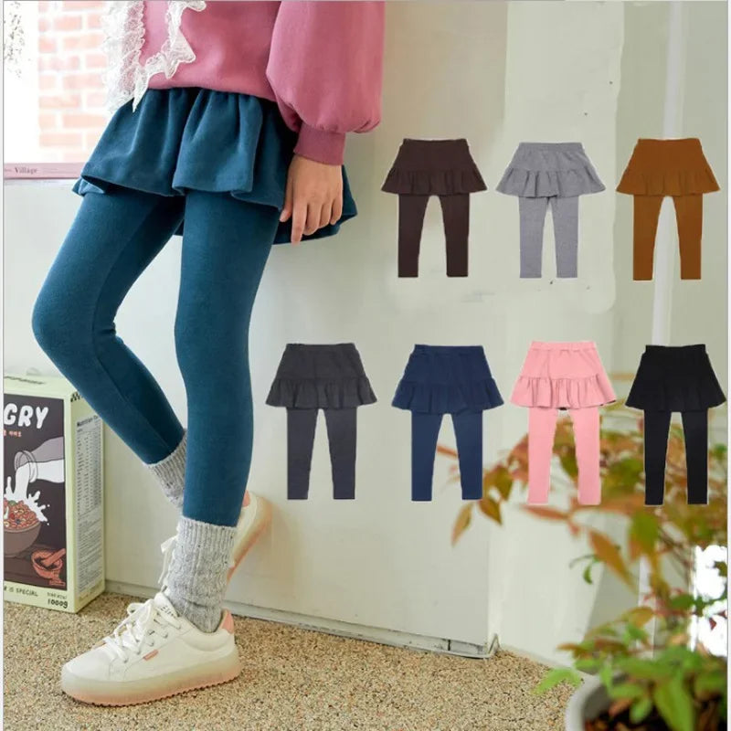 Girls Leggings with Skirt Overlay
