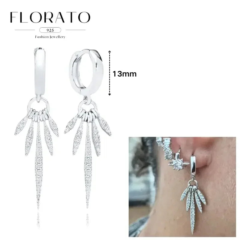 Sterling Silver Butterfly Pendant Hoop Earrings