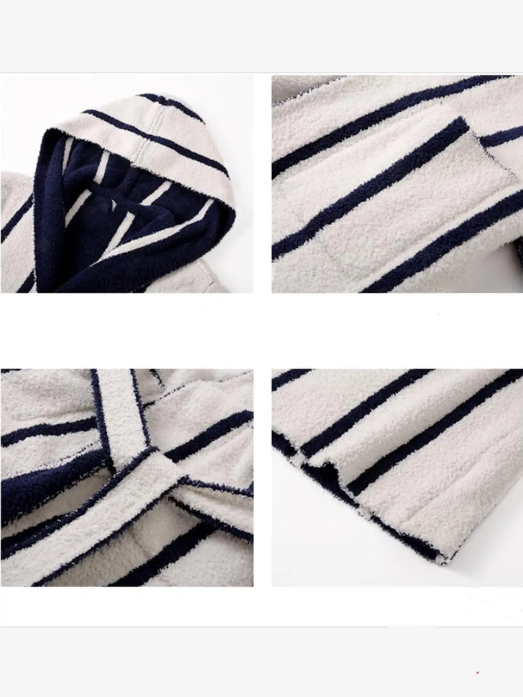 Women's Red & White Striped Hooded Plush Robe