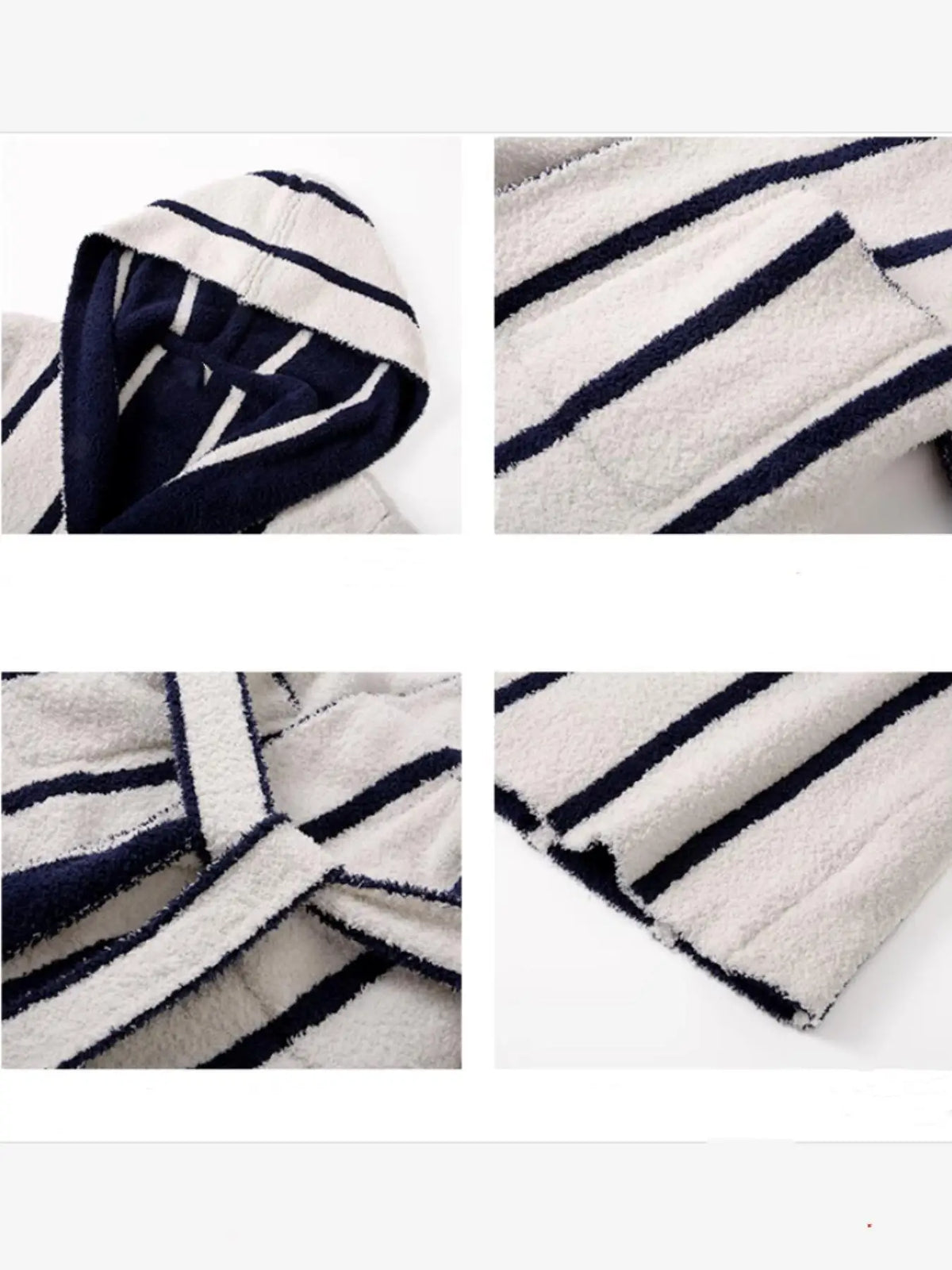 Women's Red & White Striped Hooded Plush Robe