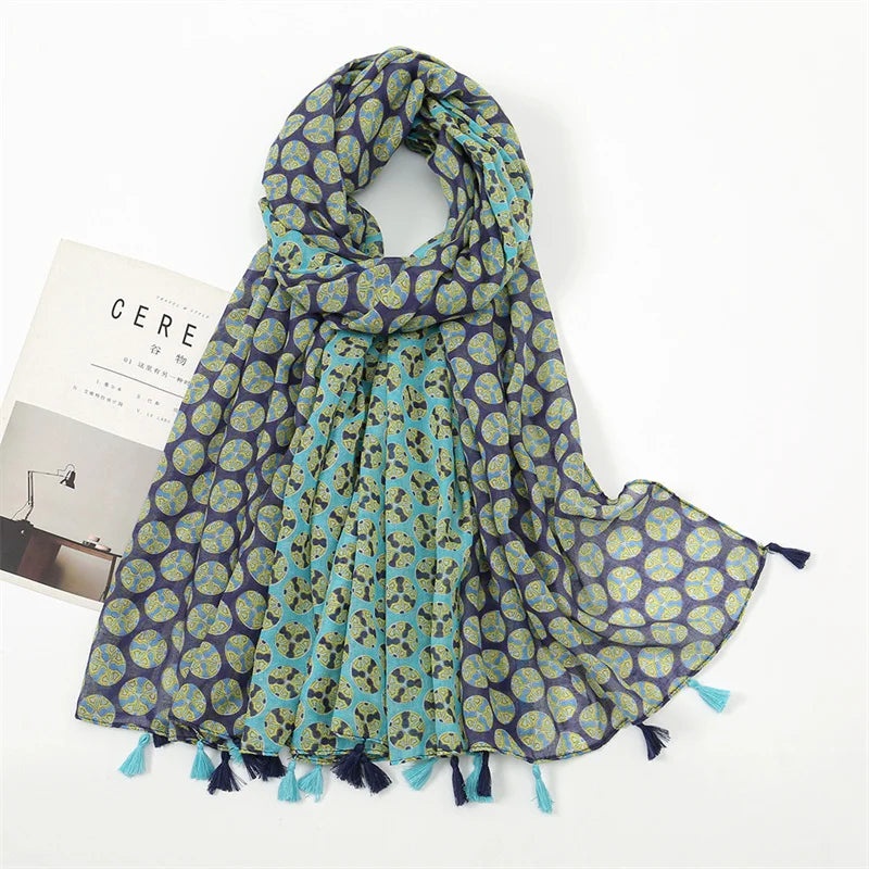 Aztec Floral Tassel Shawl Wrap