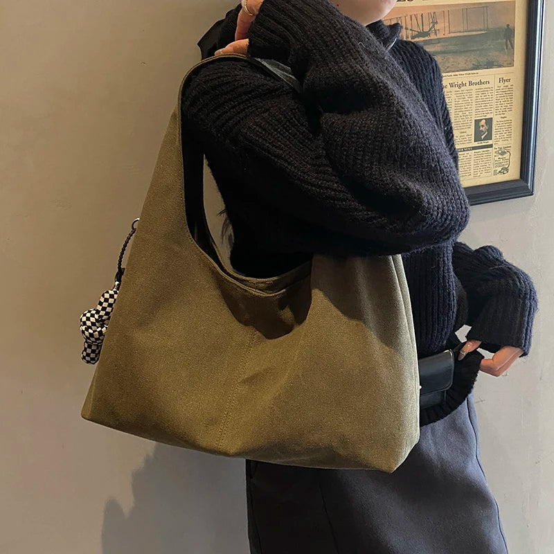 Women's Solid-Color Canvas Shopper Tote