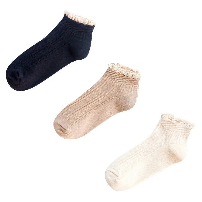 Women's Solid Lace Ruffle Socks, 4-Pack