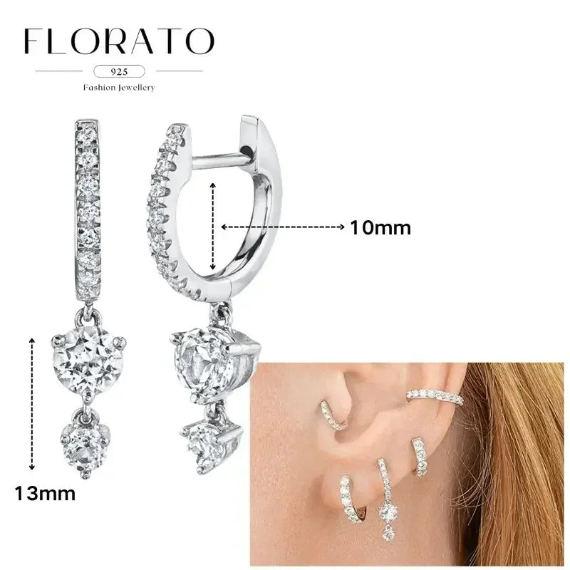 Sterling Silver Butterfly Pendant Hoop Earrings