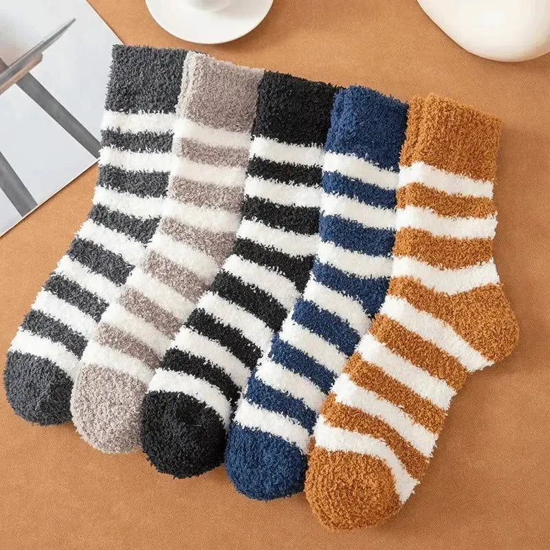 Men's Striped Fluffy Winter Crew Socks