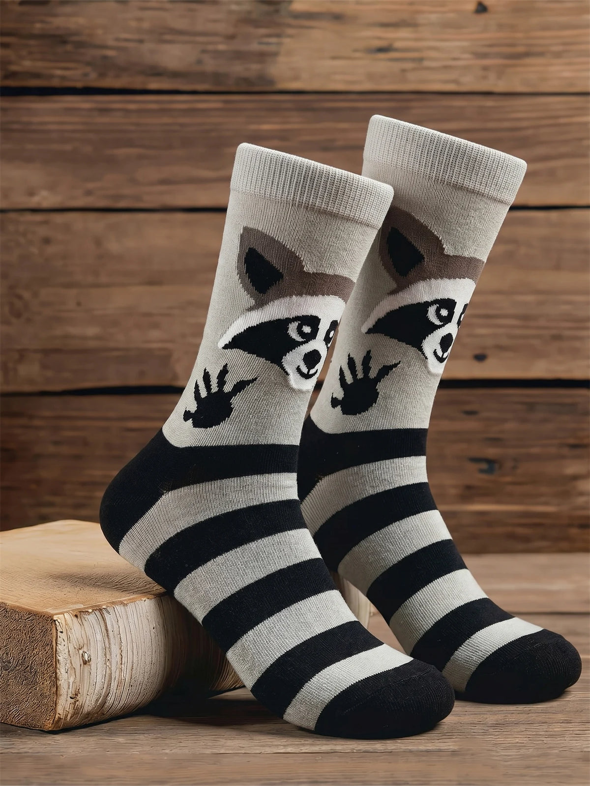 Men's Cute Raccoon Crew Socks