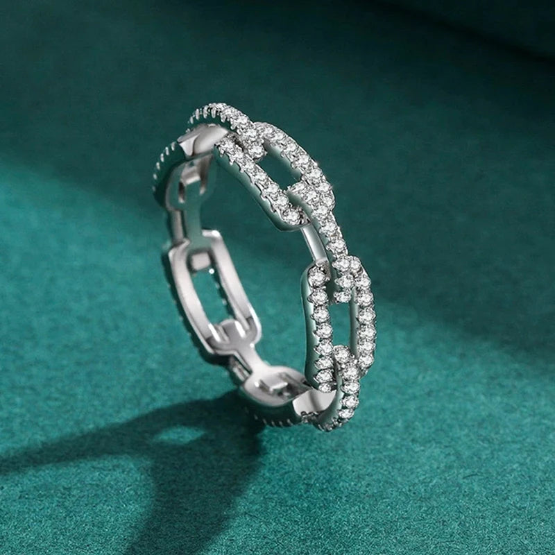 Women's Geometric Cubic Zirconia Ring – Platinum Plated