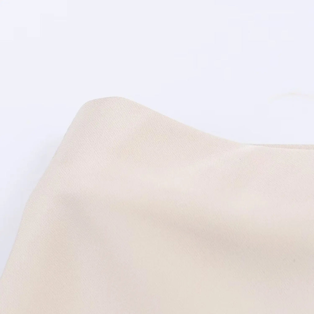 Lace-Trim Satin Midi Skirt