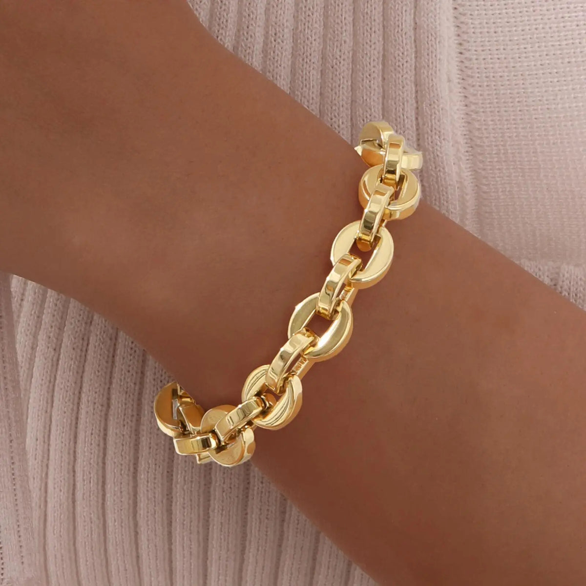 Women's Gold Stainless Steel Link Chain Bracelet
