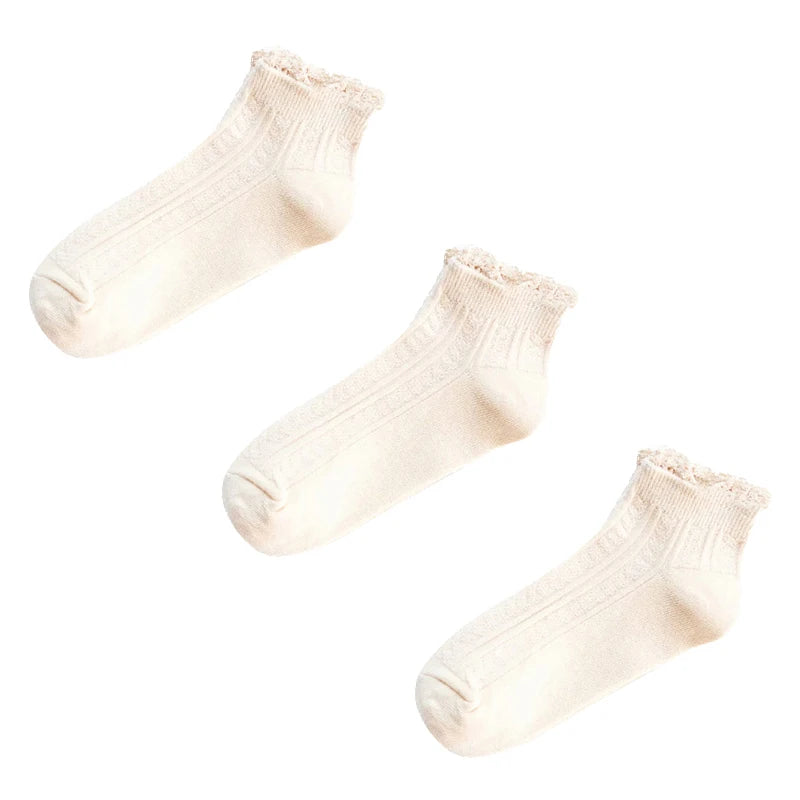 Women's Solid Lace Ruffle Socks, 4-Pack
