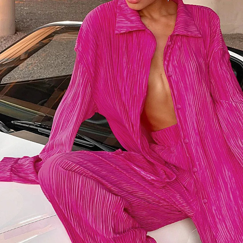 Women's Elegant Pleated Drape Two-Piece Set