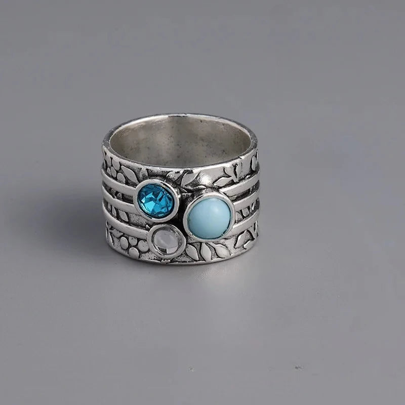 Women's Vintage Natural Stone Charm Ring