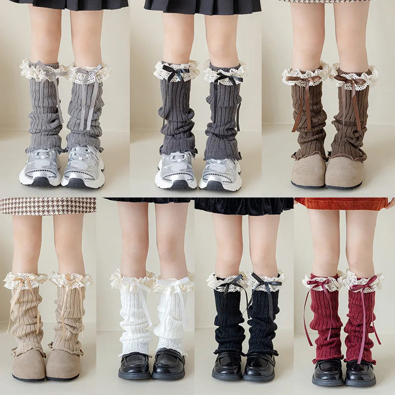 Lace-Ribbon Ballet Leg Warmers