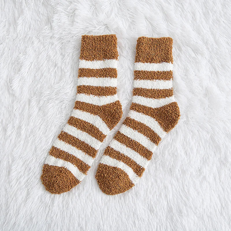 Men's Striped Fluffy Winter Crew Socks