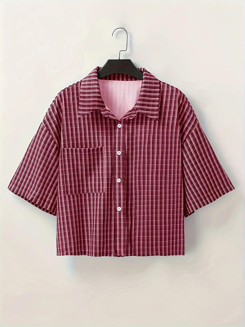 Men's Retro Red Checkered Button-Up Shirt