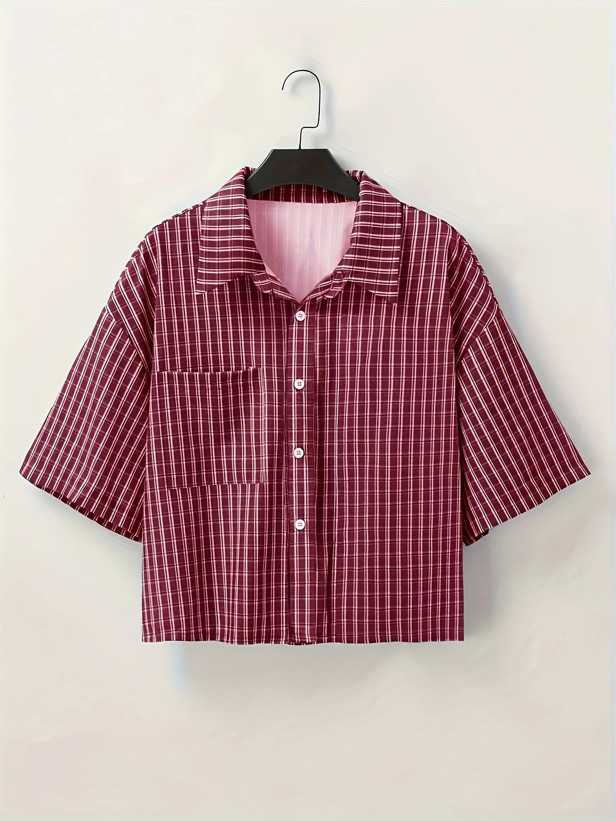 Men's Retro Red Checkered Button-Up Shirt