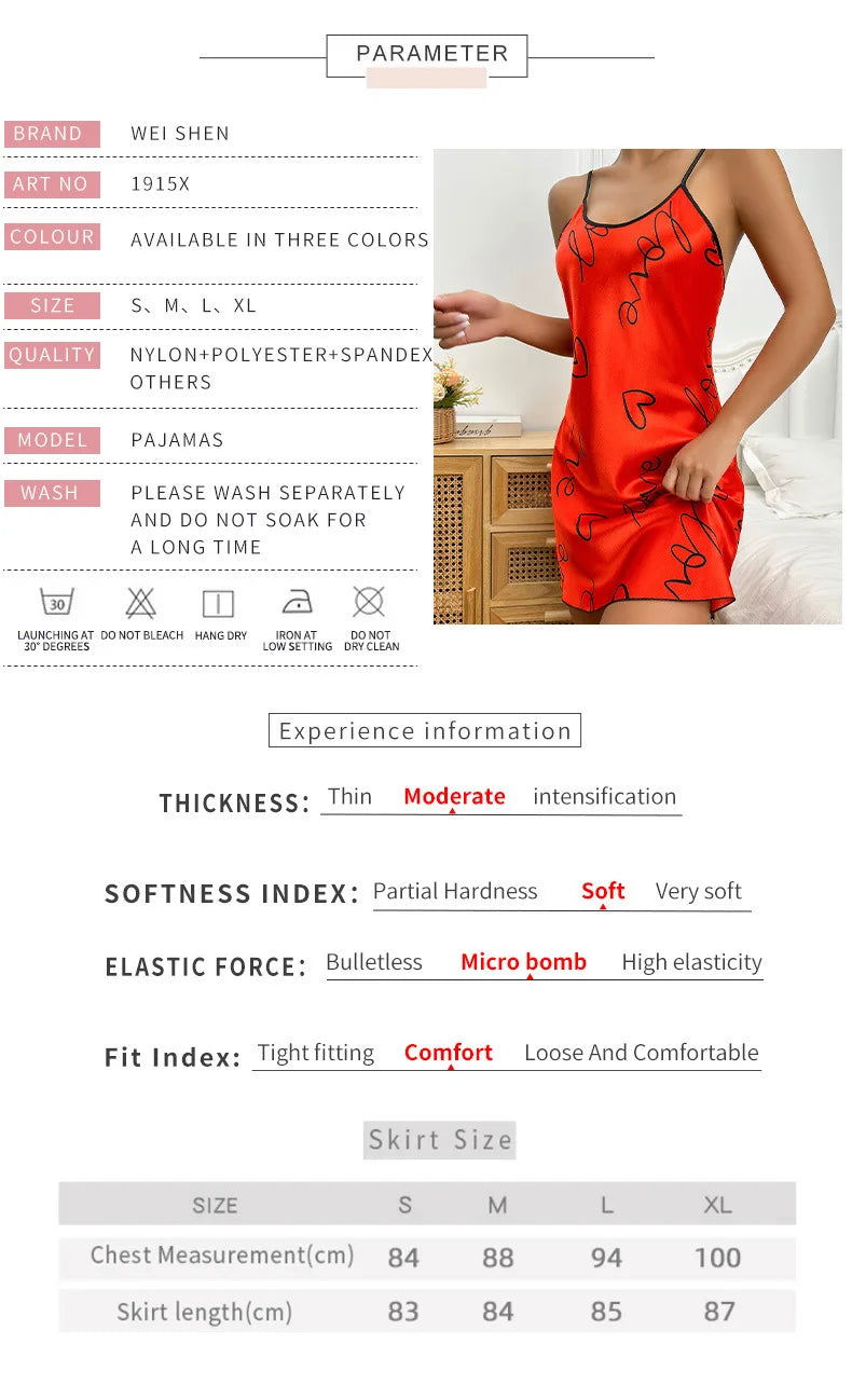 Young Women's Heart Letter Print Nightdress