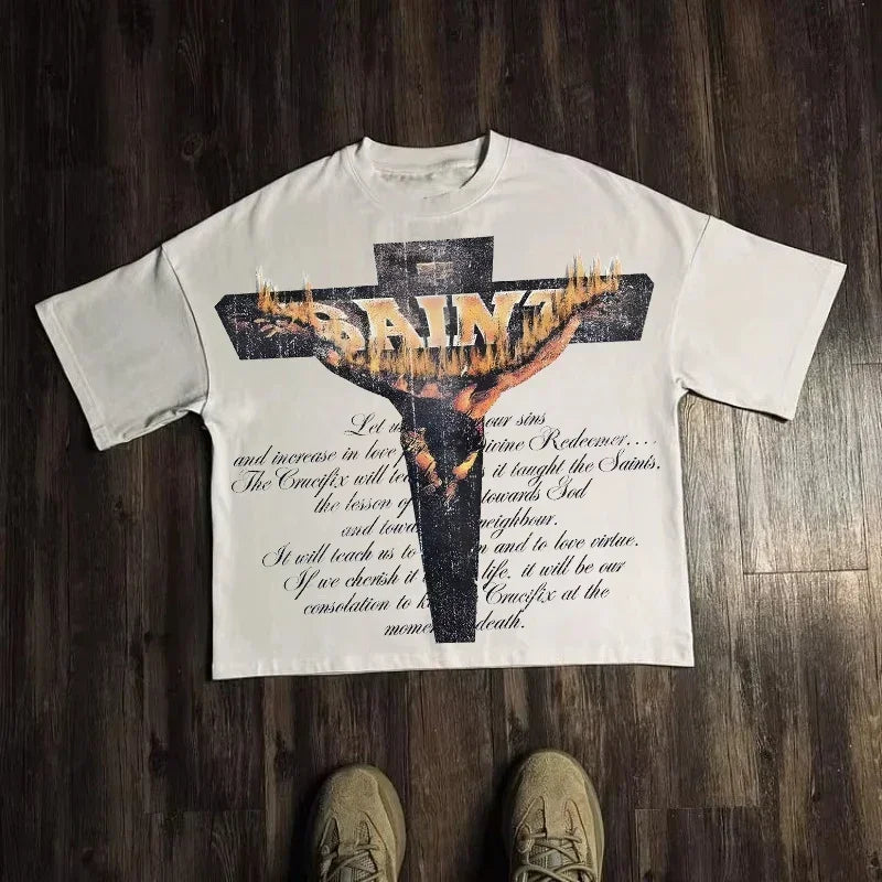Unisex Vintage Photo Print Oversized Tee