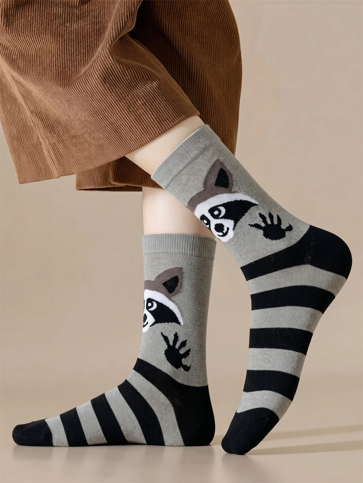 Men's Cute Raccoon Crew Socks