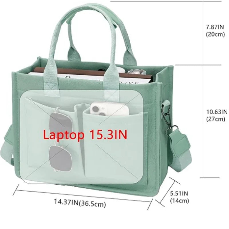 Women's Canvas Shoulder Bag with Zipper