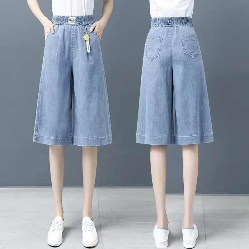 Women's High-Waist Wide-Leg Cropped Jeans