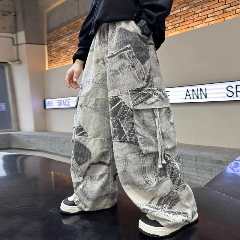Boys Wide-Leg Cargo Pants