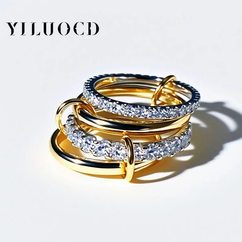 Women's 18K Gold-Plated Stackable CZ Ring Set