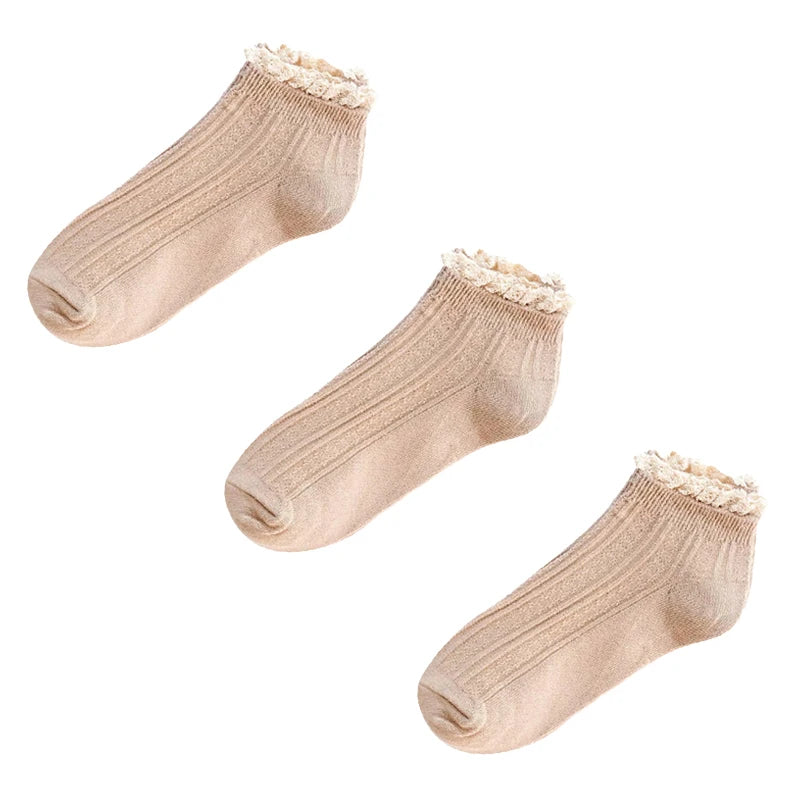 Women's Solid Lace Ruffle Socks, 4-Pack