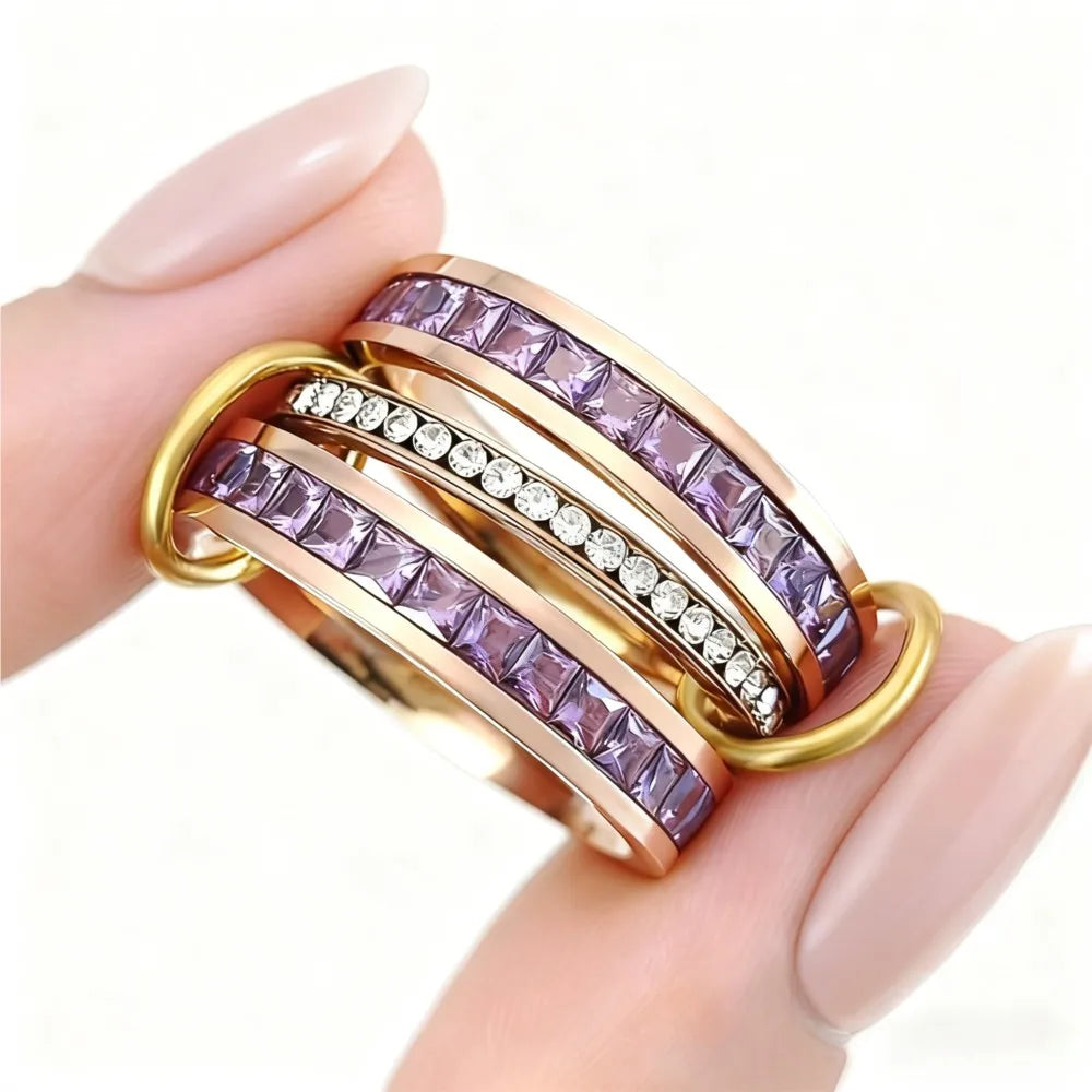 Women's Multi-Layer Full-Zirconia Stackable Ring