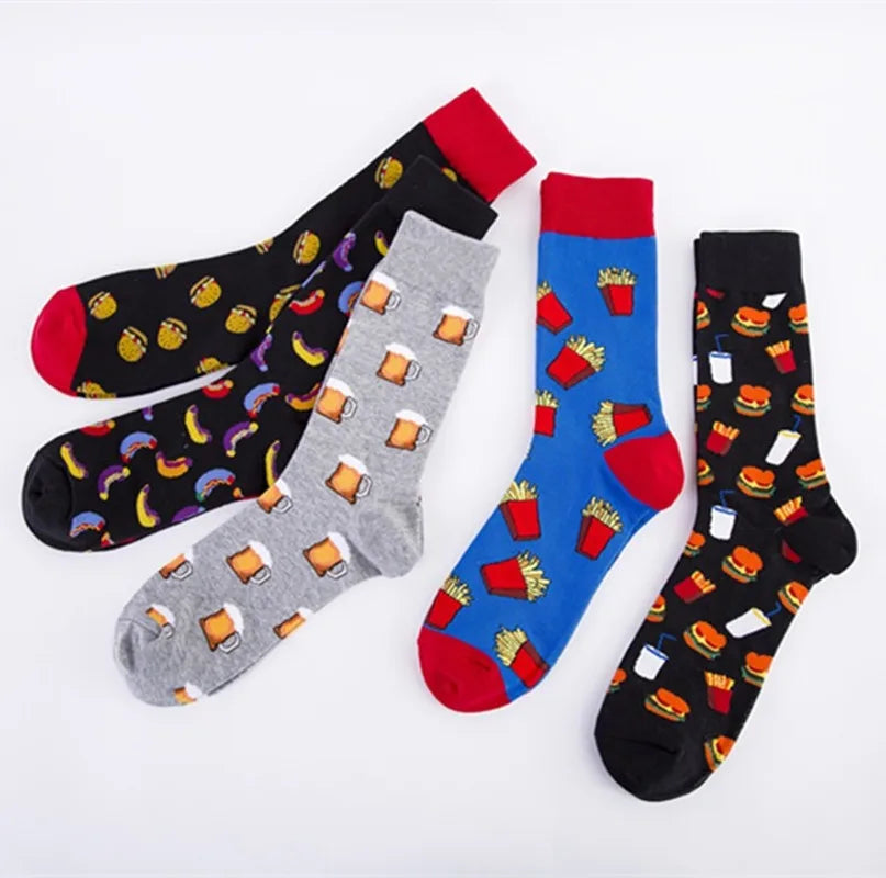 Men's Beer & Burger Novelty Crew Socks