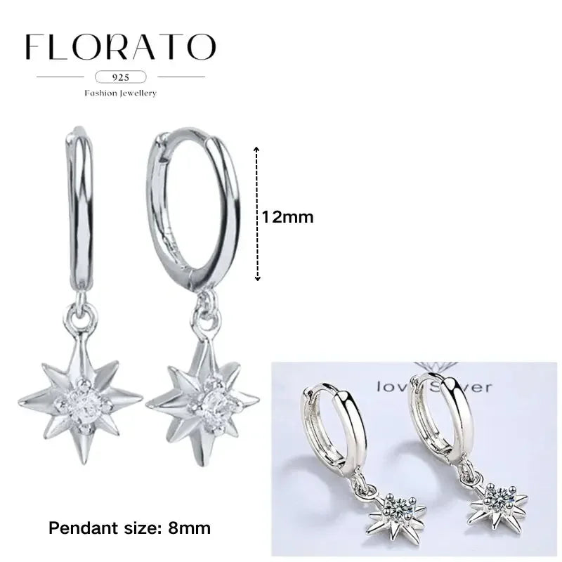 Sterling Silver Butterfly Pendant Hoop Earrings