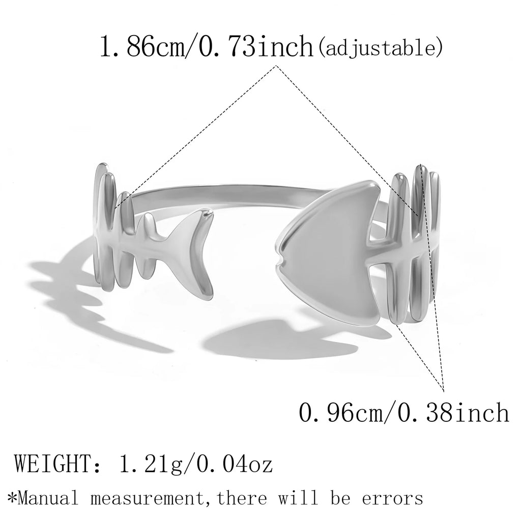 Women's Dainty Fish Bone Open Ring – Minimalist Stackable Style